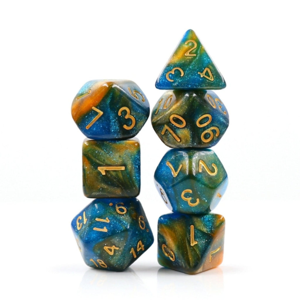 River at Dusk RPG Dice Set Plastic Dice Foam Brain Games