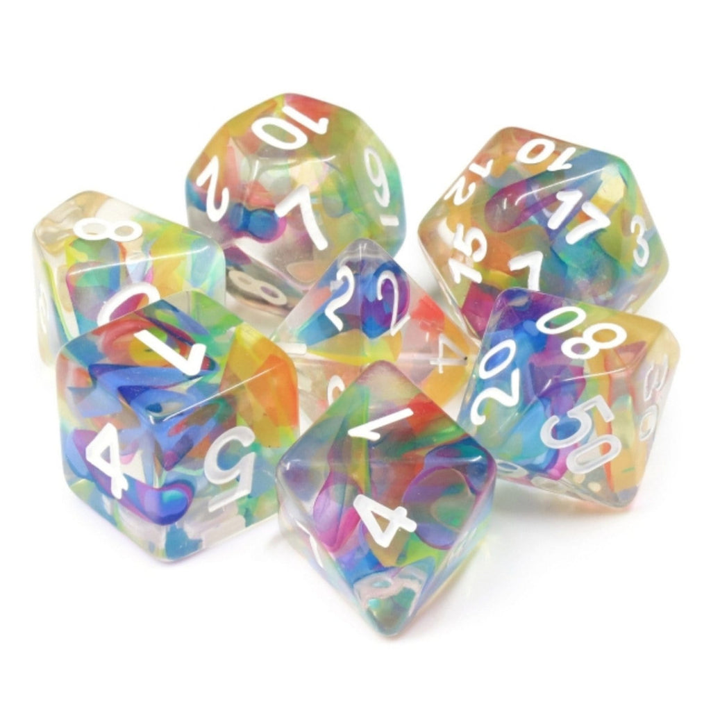 Rainbow Ribbon RPG Dice Set Plastic Dice Foam Brain Games