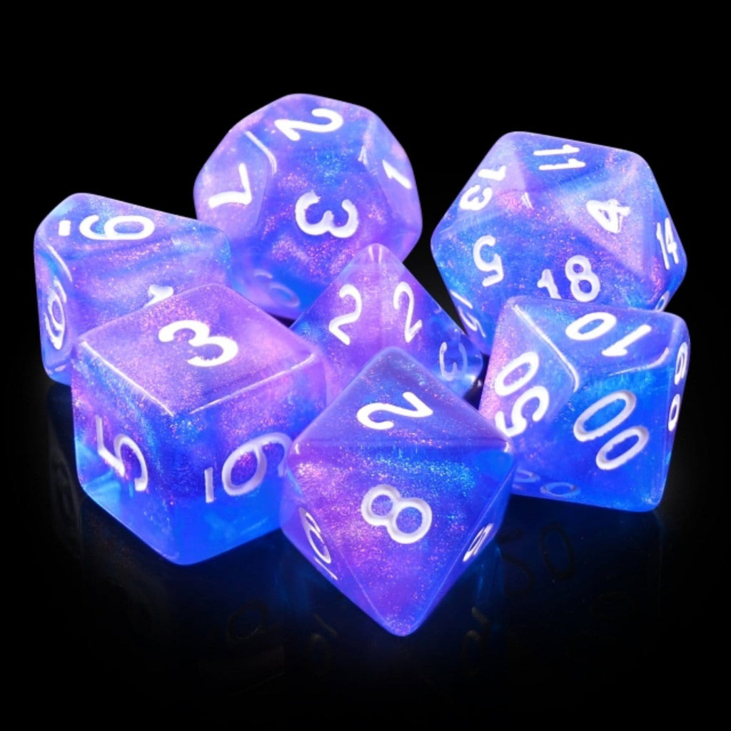 Sapphire Phantom RPG Dice Set Plastic Dice Foam Brain Games