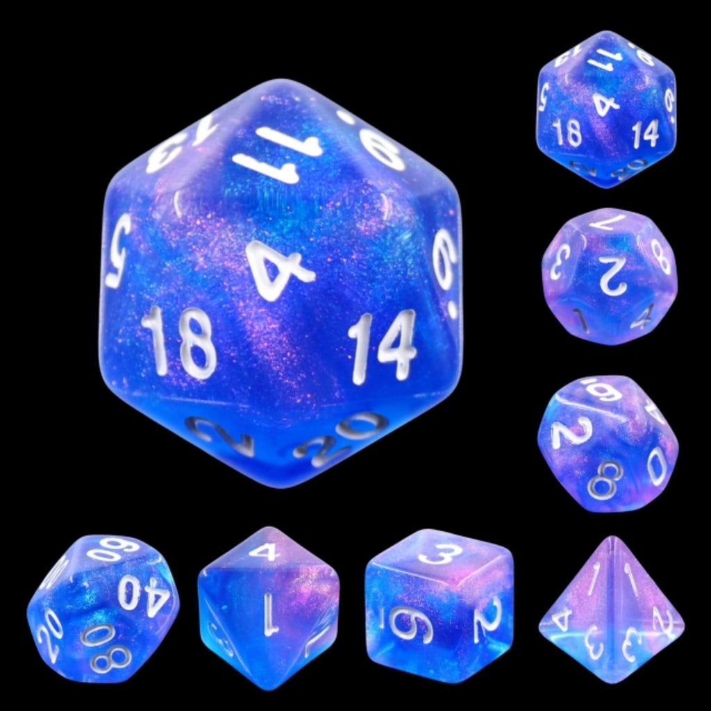 Sapphire Phantom RPG Dice Set Plastic Dice Foam Brain Games