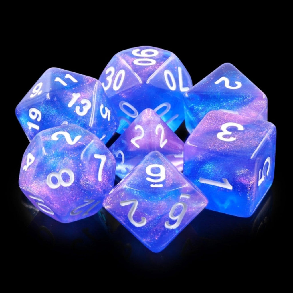 Sapphire Phantom RPG Dice Set Plastic Dice Foam Brain Games