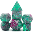 Cybernated Pink & Green RPG Dice Set Plastic Dice Foam Brain Games