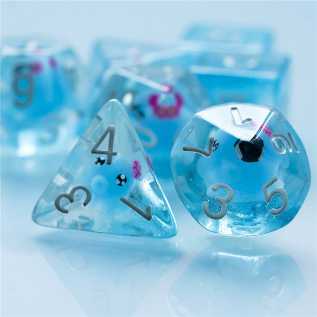 Blue Octopus RPG Dice Set Plastic Dice Foam Brain Games