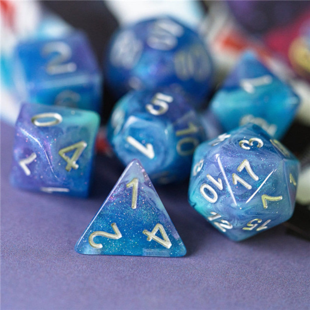 Cerulean Night RPG Dice Set Plastic Dice Foam Brain Games