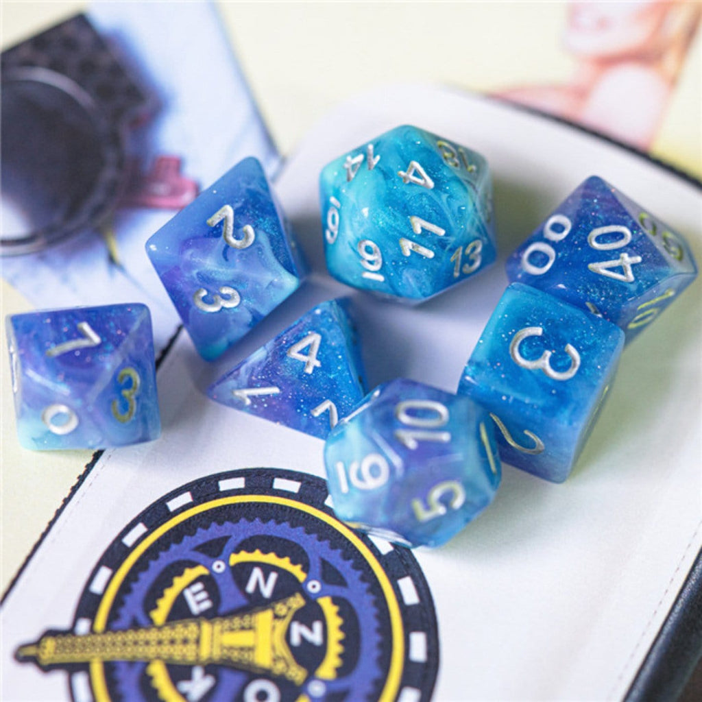 Cerulean Night RPG Dice Set Plastic Dice Foam Brain Games