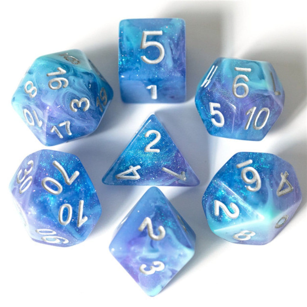 Cerulean Night RPG Dice Set Plastic Dice Foam Brain Games