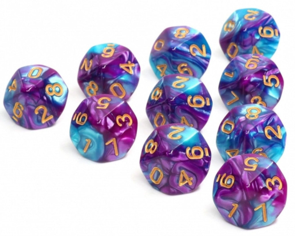 10 piece D10s - Mermaid Beach Plastic Dice Foam Brain Games