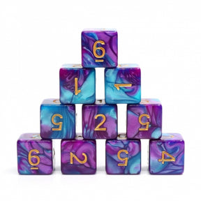 12 piece D6s - Mermaid Beach Plastic Dice Foam Brain Games