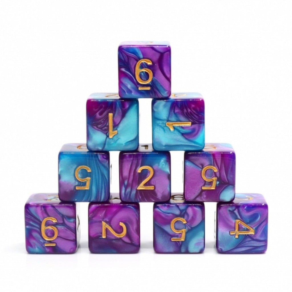 12 piece D6s - Mermaid Beach Plastic Dice Foam Brain Games