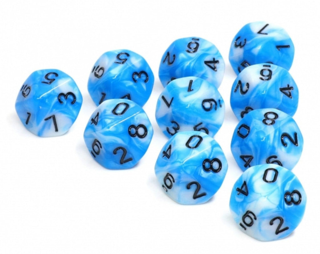 10 piece D10s - Cumulus Cloud Plastic Dice Foam Brain Games