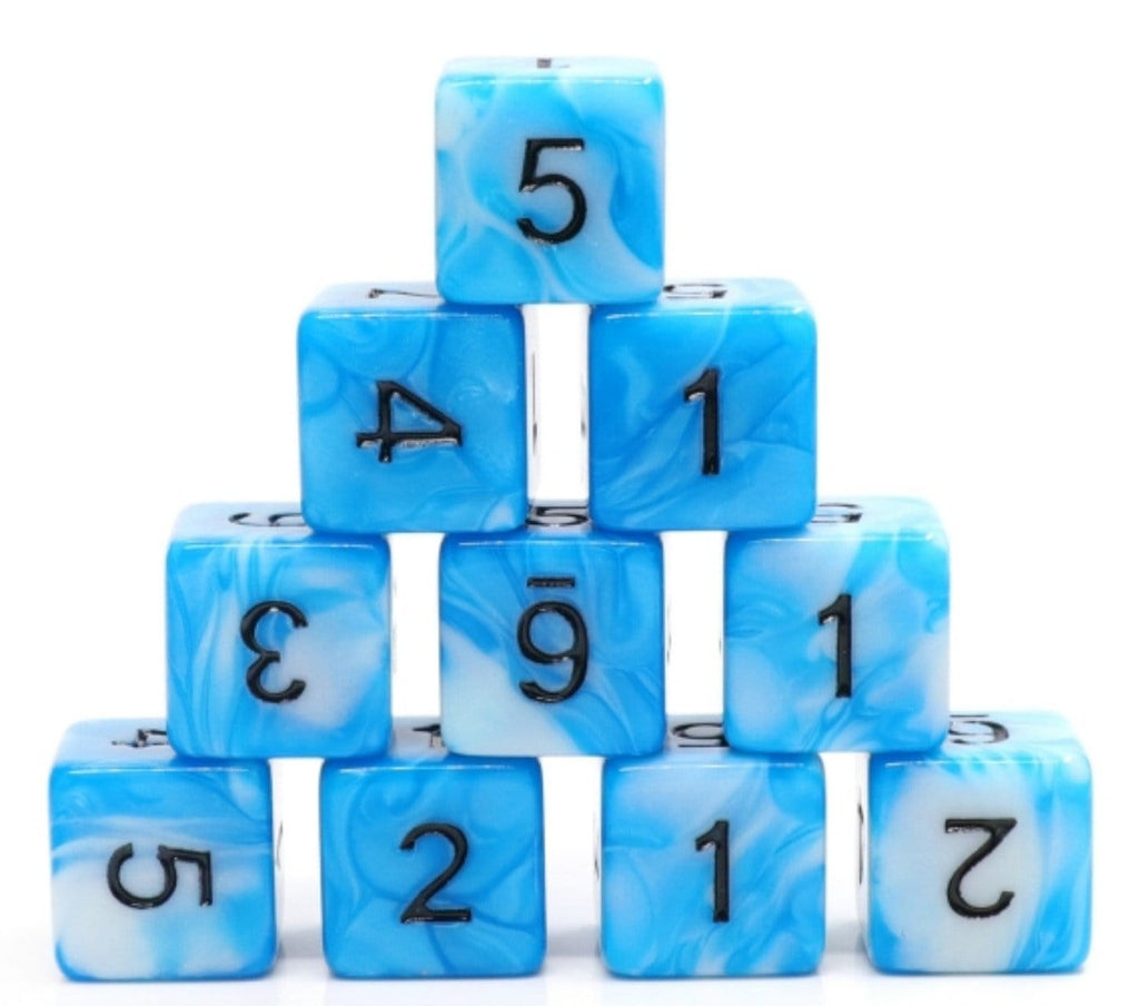 12 piece D6s - Cumulus Cloud Plastic Dice Foam Brain Games