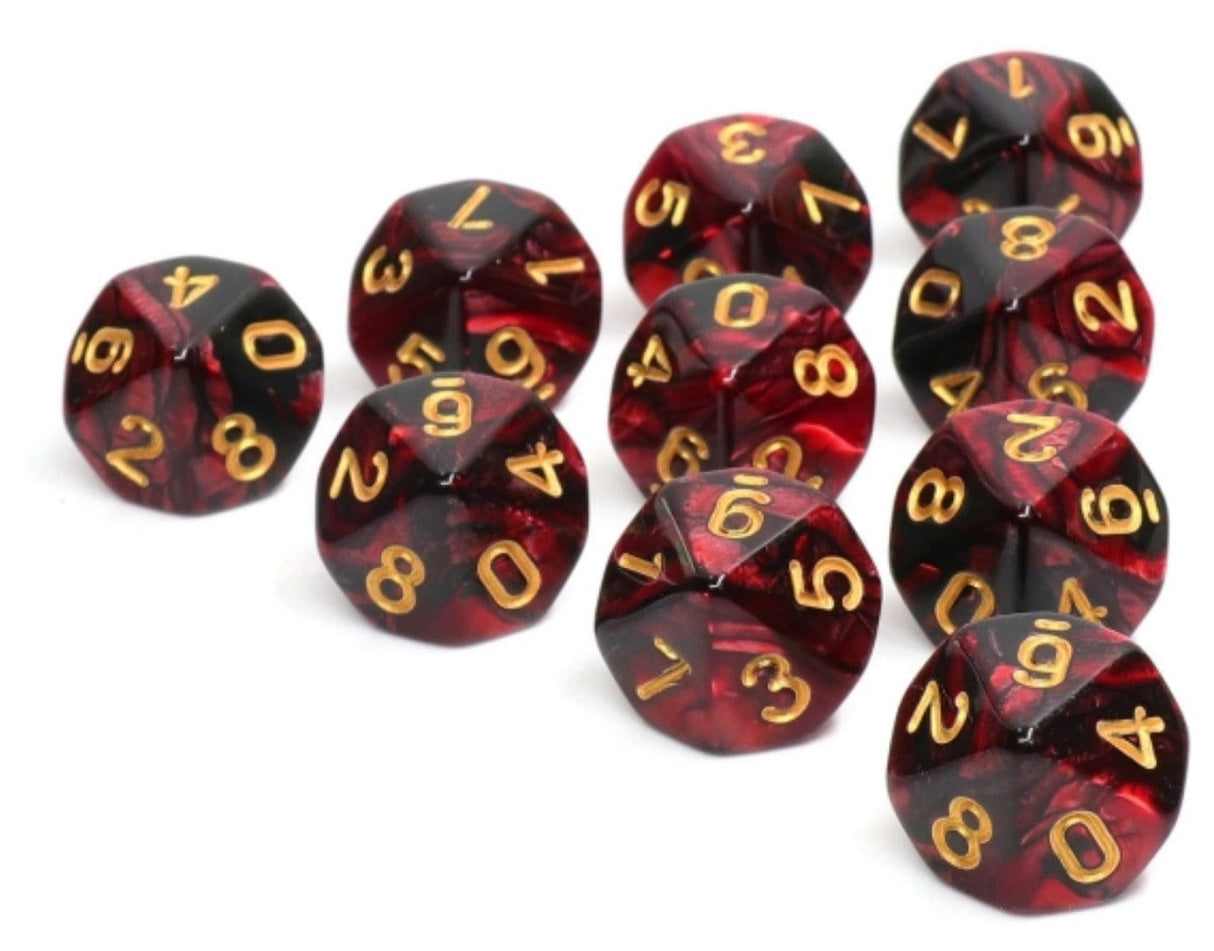 10 piece D10s - Joker's Wild Plastic Dice Foam Brain Games