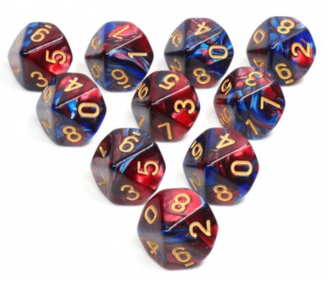 10 piece D10s - Blue Blood Plastic Dice Foam Brain Games