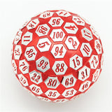 45mm Metal D100 - Red & Silver Metal Dice Foam Brain Games