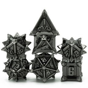Warrior's Flail: Silver - Metal RPG Dice Set Metal Dice Foam Brain Games