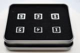 6 piece Metal D6s - Black and Silver Metal Dice Foam Brain Games