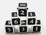 6 piece Metal D6s - Black and Silver Metal Dice Foam Brain Games