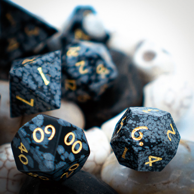 Snow Flake Gemstone - Engraved with Gold Stone Dice Foam Brain Games