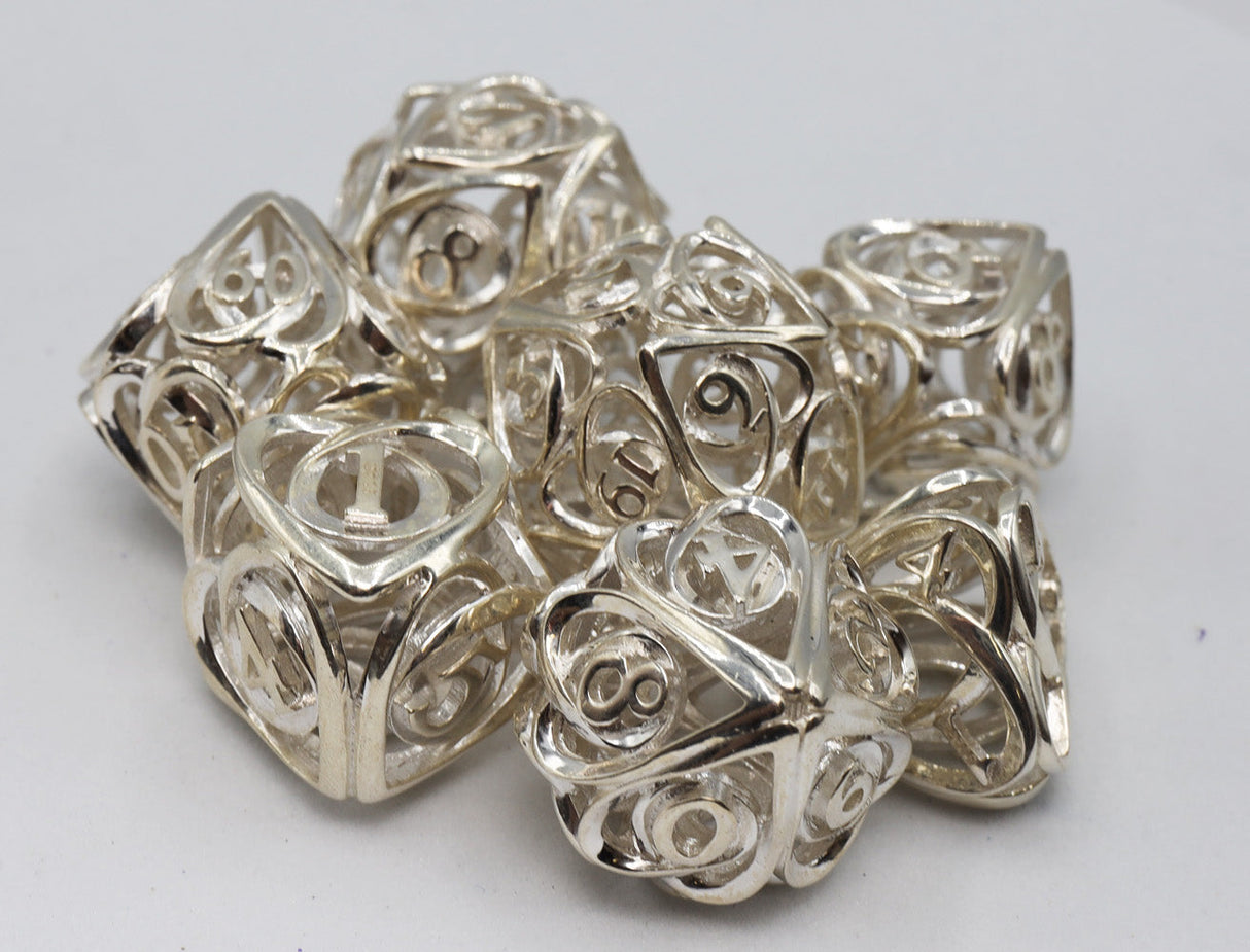 Hollow Hearts: Sterling Silver - Premium RPG Metal Dice Set Metal Dice Foam Brain Games