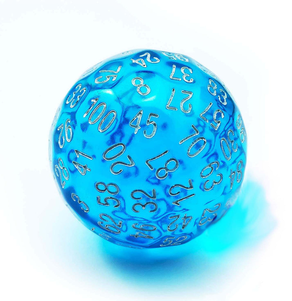 *Discontinued* 100 Sided Die - Translucent Blue D100 Plastic Dice Foam Brain Games