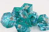 Sharp Edge Resin RPG Dice Set - Teal Coral & Sea Snail Plastic Dice Foam Brain Games