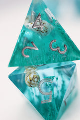 Sharp Edge Resin RPG Dice Set - Teal Coral & Sea Snail Plastic Dice Foam Brain Games