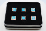6 piece Metal D6s - Blue and Copper Metal Dice Foam Brain Games