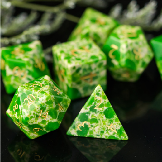 Textured Turquoise Mossy Green - Engraved Stone Dice Foam Brain Games