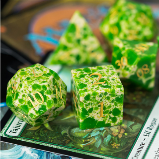 Textured Turquoise Mossy Green - Engraved Stone Dice Foam Brain Games