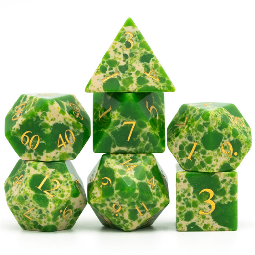 Textured Turquoise Mossy Green - Engraved Stone Dice Foam Brain Games