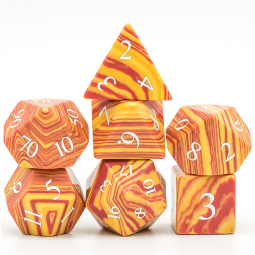 Textured Turquoise Orange & Red - Engraved Stone Dice Foam Brain Games