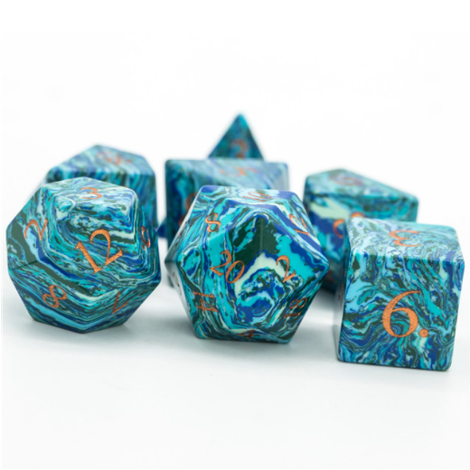 Textured Turquoise Shades of Blue - Engraved Stone Dice Foam Brain Games