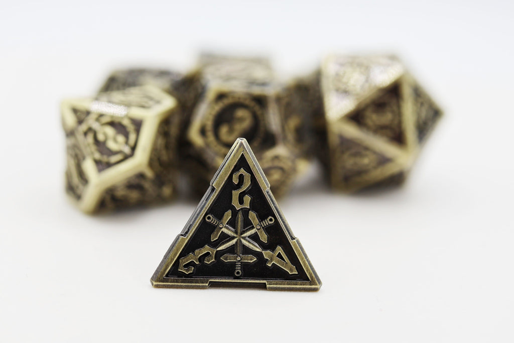 Crossed Swords: Timeworn Sword - Metal RPG Dice Set Metal Dice Foam Brain Games