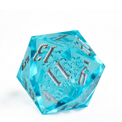 55mm Titan D20 - Sharp Edge Cyan Bubbles Plastic Dice Foam Brain Games