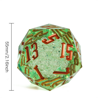 55mm Titan D20 - Sharp Edge Green Bubbles Plastic Dice Foam Brain Games