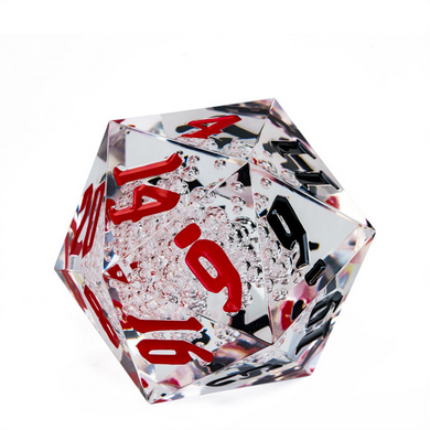 55mm Titan D20 - Sharp Edge Red and Black Bubbles Plastic Dice Foam Brain Games