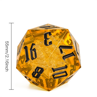 55mm Titan D20 - Sharp Edge Orange Bubbles Plastic Dice Foam Brain Games