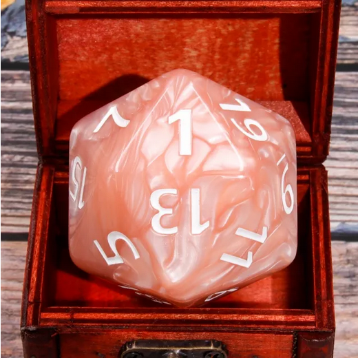 55mm Titan D20 - Beige Pearl Plastic Dice Foam Brain Games