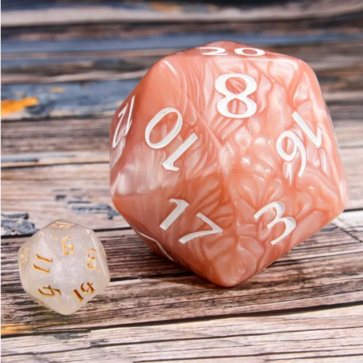 55mm Titan D20 - Beige Pearl Plastic Dice Foam Brain Games