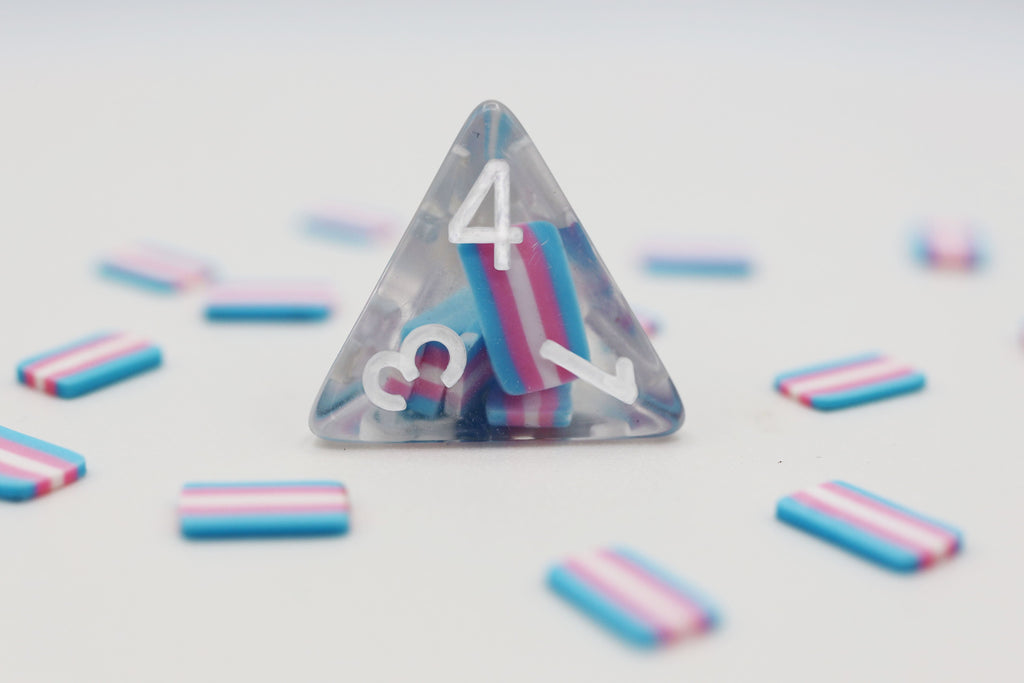 Transgender Flag RPG Dice Set Plastic Dice Foam Brain Games