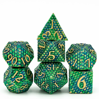 Dragon Scale: Venom - Metal RPG Dice Set Metal Dice Foam Brain Games