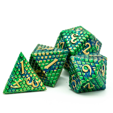 Dragon Scale: Venom - Metal RPG Dice Set Metal Dice Foam Brain Games