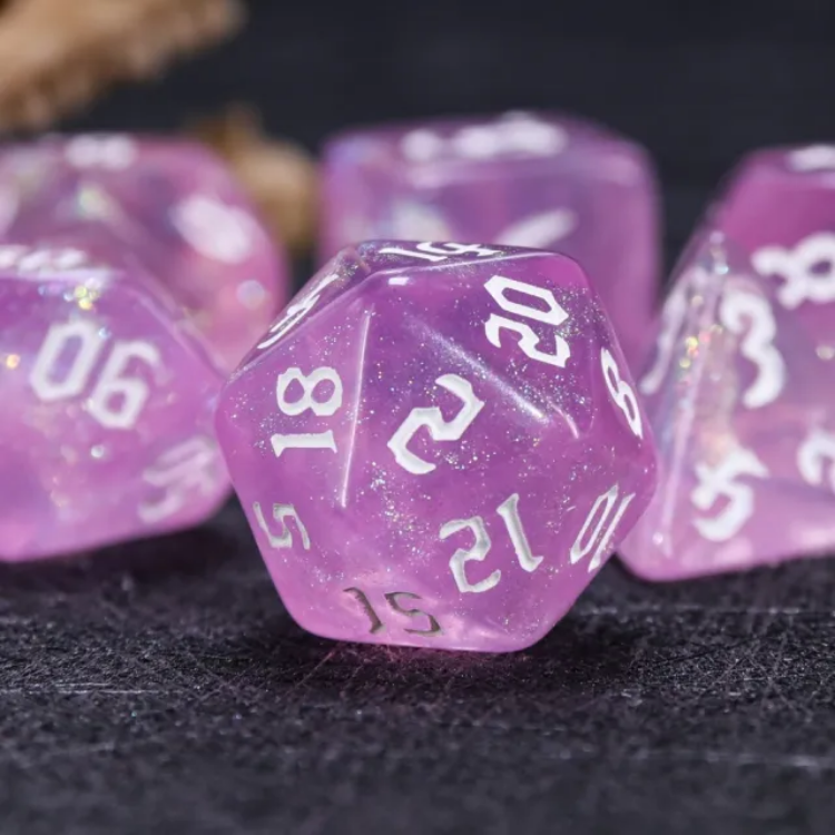 Violet Sparkle RPG Dice Set Plastic Dice Foam Brain Games