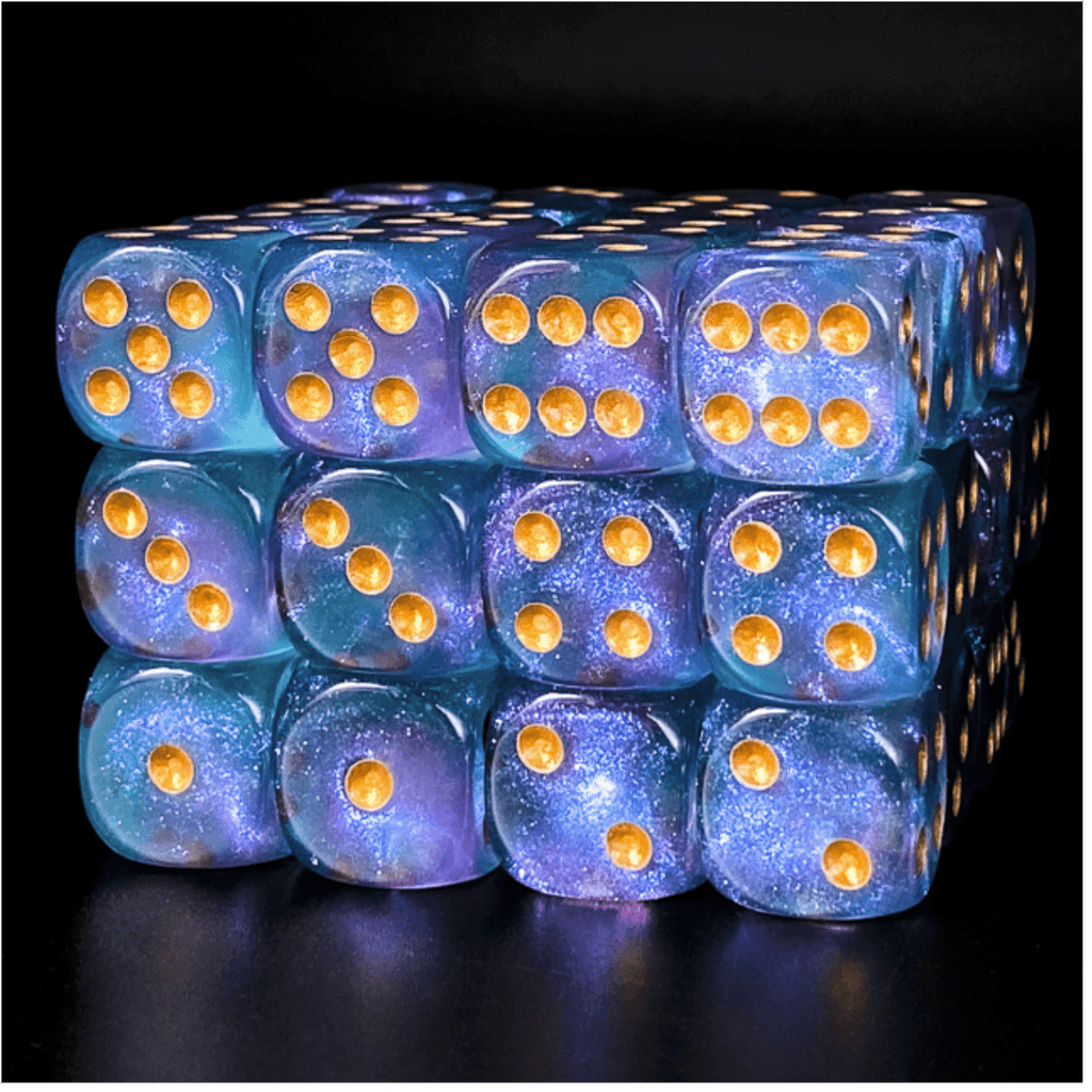 12 piece Pip D6s - Water Nymph Plastic Dice Foam Brain Games