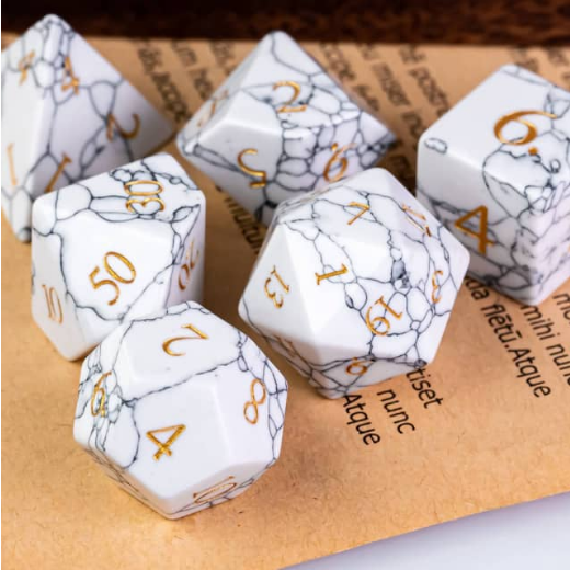 Textured Turquoise White - Engraved with Gold Stone Dice Foam Brain Games