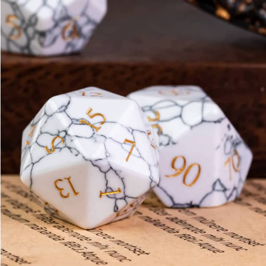 Textured Turquoise White - Engraved with Gold Stone Dice Foam Brain Games