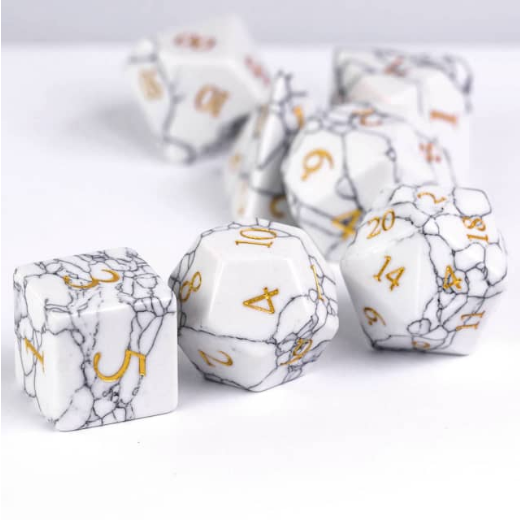 Textured Turquoise White - Engraved with Gold Stone Dice Foam Brain Games