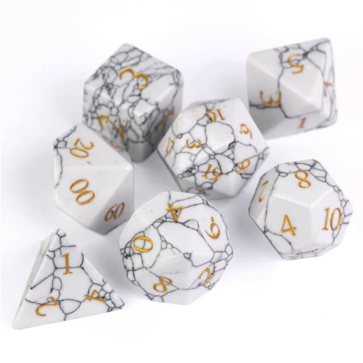 Textured Turquoise White - Engraved with Gold Stone Dice Foam Brain Games