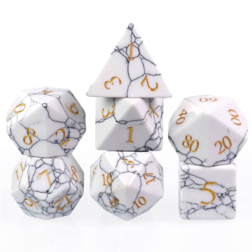 Textured Turquoise White - Engraved with Gold Stone Dice Foam Brain Games