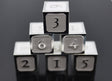 6 piece Metal D6s - White and Silver Metal Dice Foam Brain Games